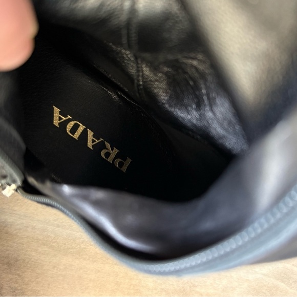 Prada women’s genuine leather riding boots black size 35 made in Italy - Picture 6 of 6